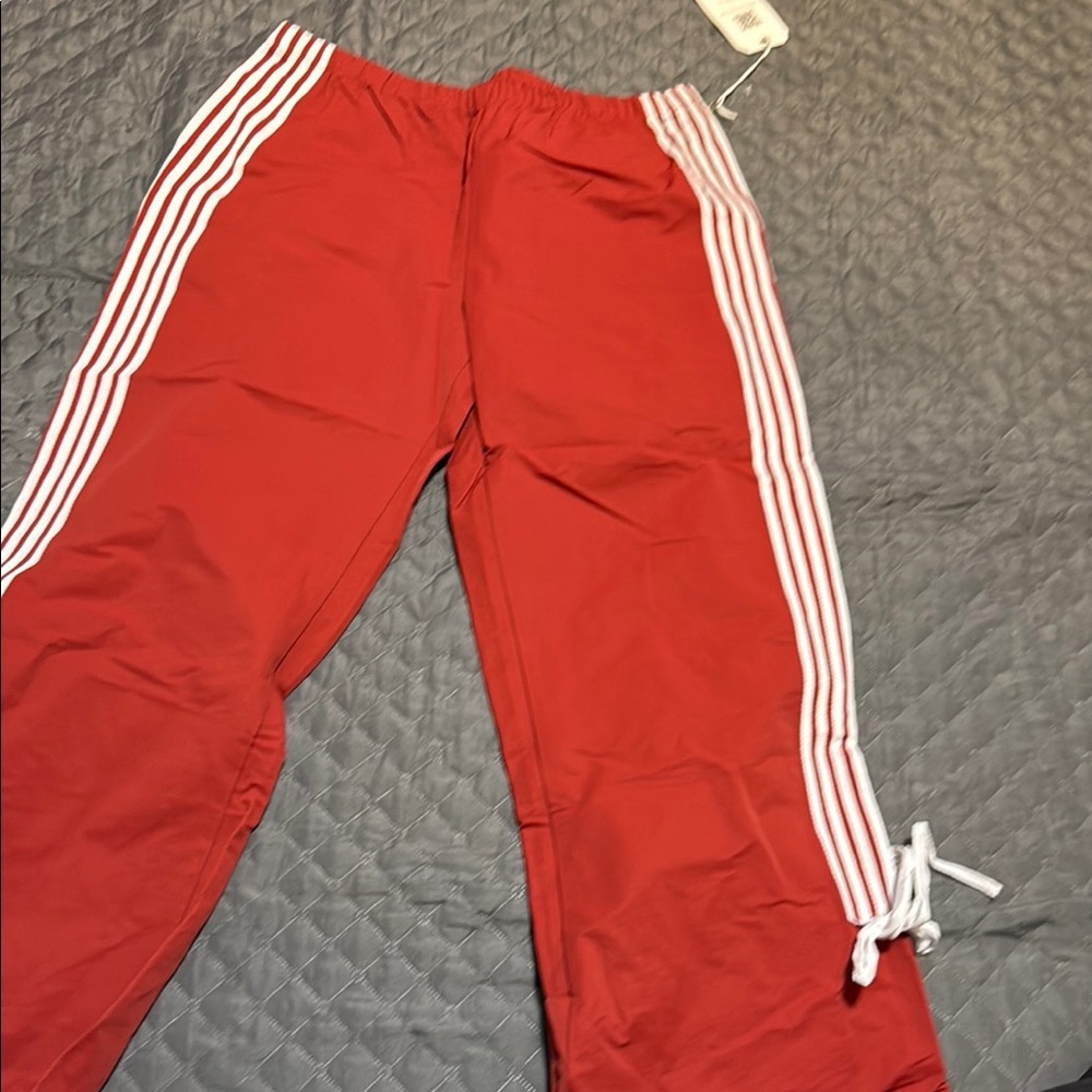 Red and White Track Pants